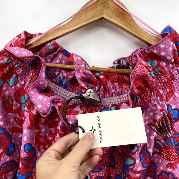 Tuckernuck pink marguerite smocked off shoulder Blouse - Picture 3 of 5